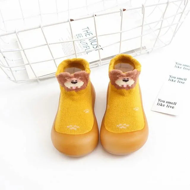 Chaussons-chaussettes bébé antidérapants semelle souple coloris jaune