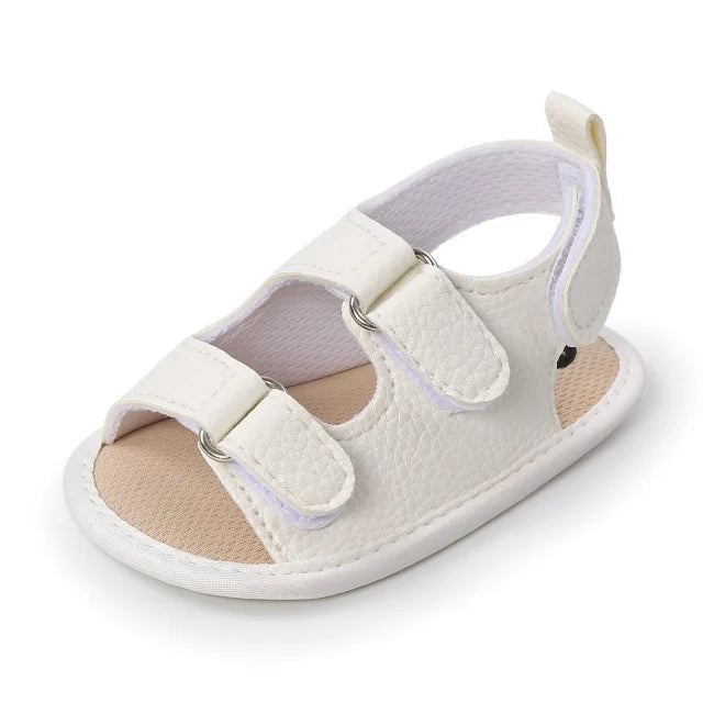 Sandales Bébé à Scratchs pour les premier pas avec semelle antidérapante coloris blanc