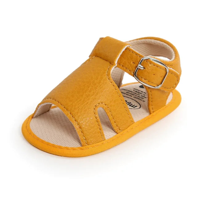 sandales cuir jaune premier pas bébé semelle antidérapante pour bébés garçons et bébé filles