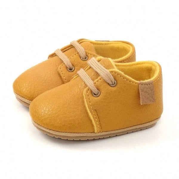 Chaussons bébé cuir Antidérapant style moccassins jaune