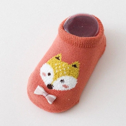 chaussettes bébé antidérapantes hiver motifs renard rouge