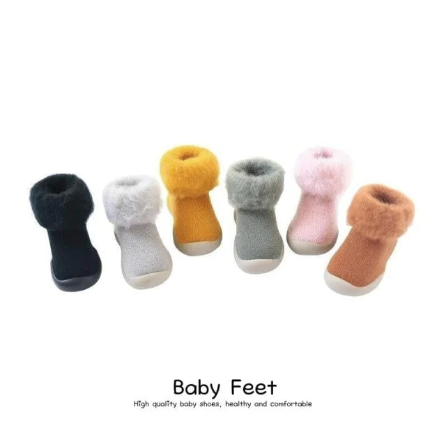 Non-slip winter lined high-waisted baby slippers