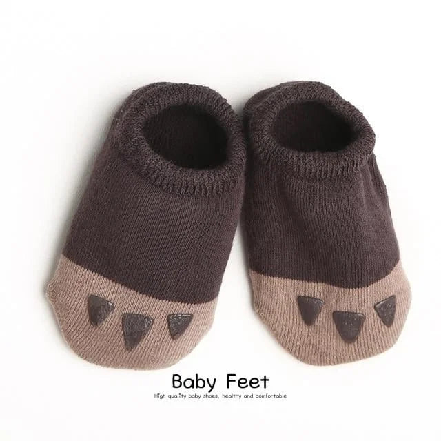 chaussettes bébé antiderapante marron avec griffe