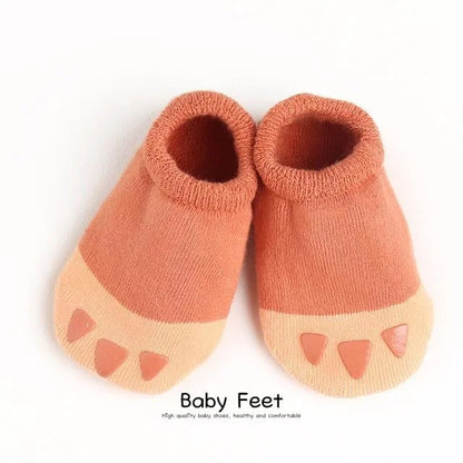 chaussettes bébé antiderapante orange avec griffe