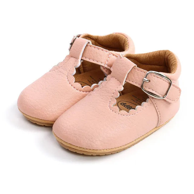 Chaussures bébé en cuir Antidérapantes coloris Rose
