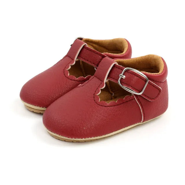 Chaussures bébé en cuir Antidérapantes coloris Rouge