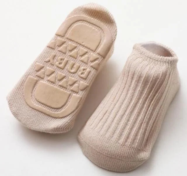 Chaussettes bébé Antidérapantes beige en coton