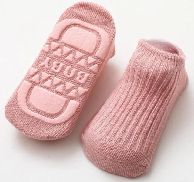 Chaussettes bébé Antidérapantes rose en coton