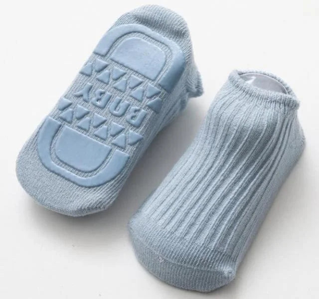 Chaussettes bébé Antidérapantes bleu en coton