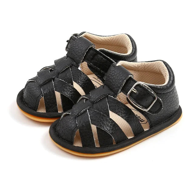 Sandales bébés en cuir noir